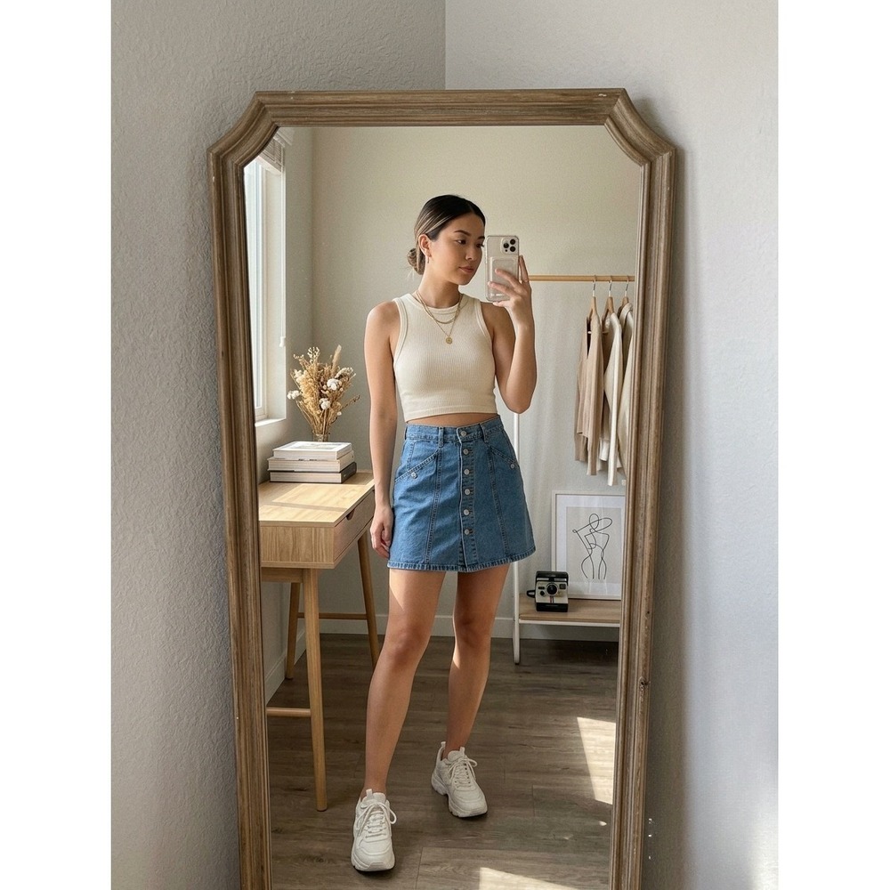 Vintage Levi's Silver Tab A-Line Denim Mini Skirt Buttoned High Waisted y2k 90's